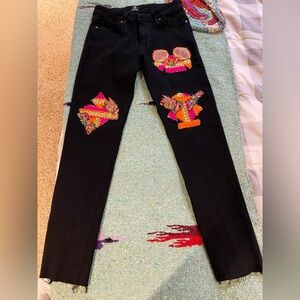 Just Black Embroidered Patchwork Women's Jeans